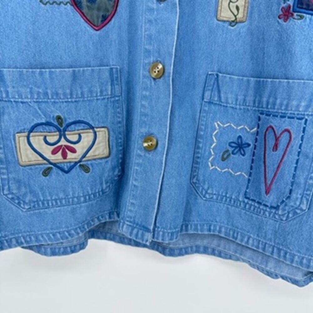 Christopher Banks Shirt Womens LARGE Vintage Embroidered Heart Country Grandma - Picture 4 of 10